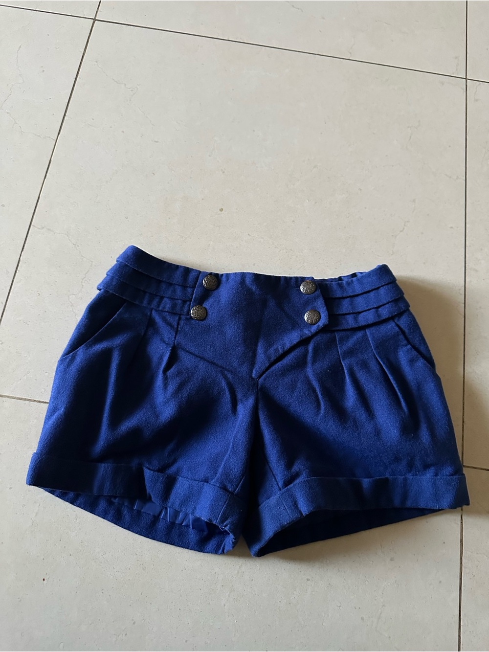 Promod Royal Blue High-Waist Sailor-Inspired Shorts